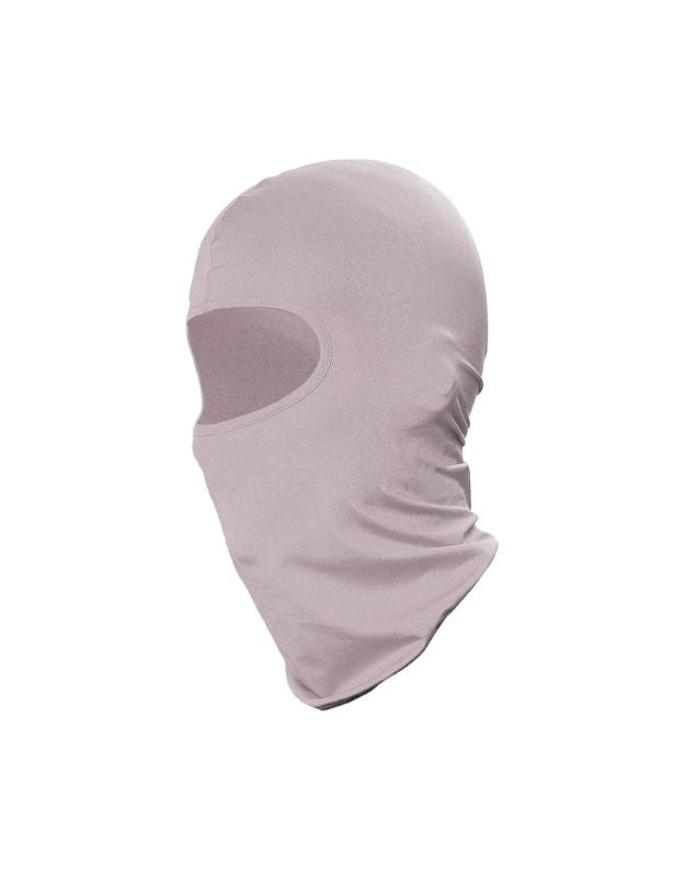 Grey lightweight balaclava face mask with single eye opening.